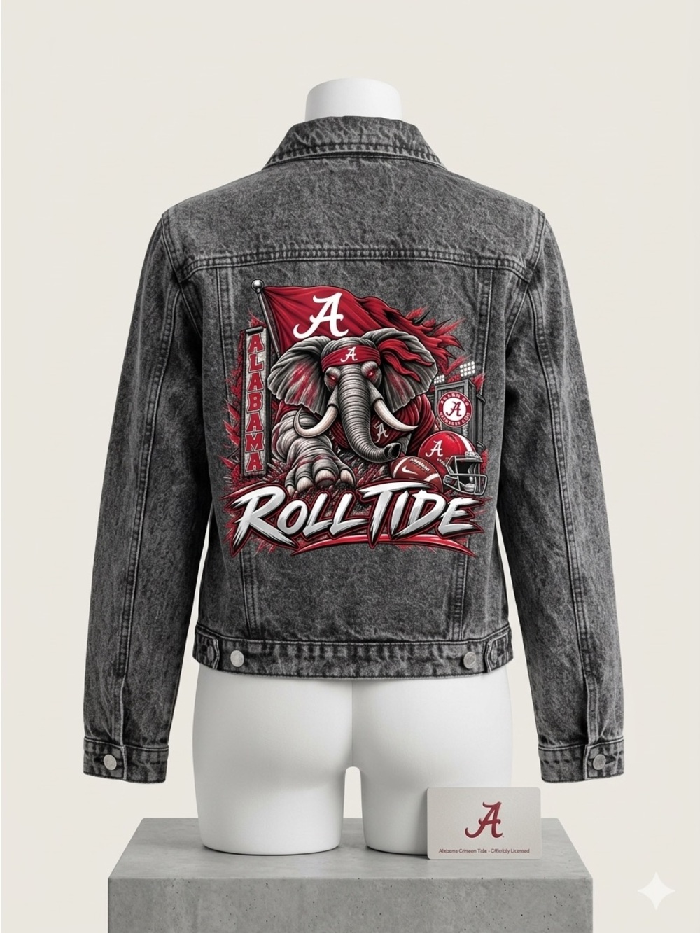 Alabama Roll Tide Gray Graphic Denim Jacket